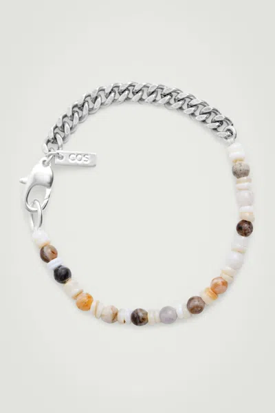 Cos Stone And Shell Chain Bracelet In Silver