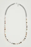 Cos Stone And Shell Chain Necklace In Silver