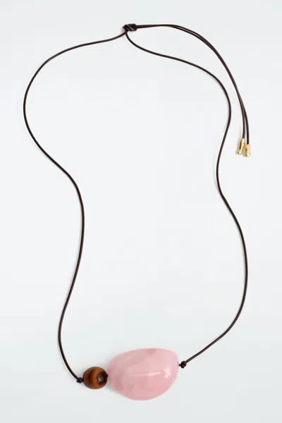 Cos Stone Pendant Necklace In Pink