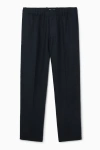 Cos Straight-leg Elasticated Linen Pants In Blue
