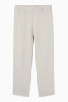 Cos Straight-leg Elasticated Linen Pants In Brown