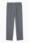 Cos Straight-leg Elasticated Linen Pants In Grey