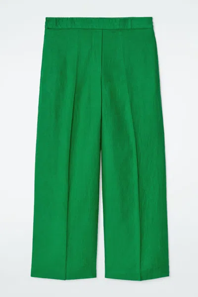 Cos Straight-leg Tailored Linen Pants In Green