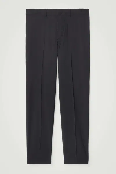Cos Straight-leg Wool Trousers - Regular In Black