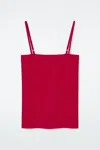 Cos Strappy Rib-knit Bandeau In Red