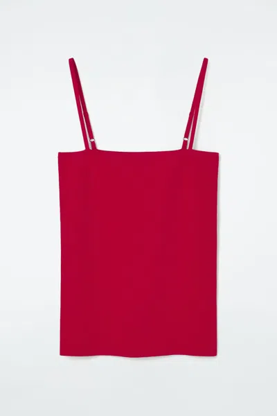 Cos Strappy Rib-knit Bandeau In Red