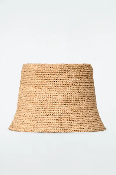 Cos Straw Bucket Hat In Beige