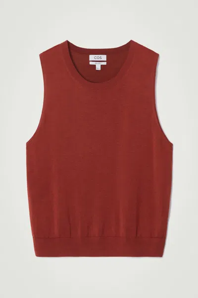 Cos Strick-tanktop Aus Seide In Rot