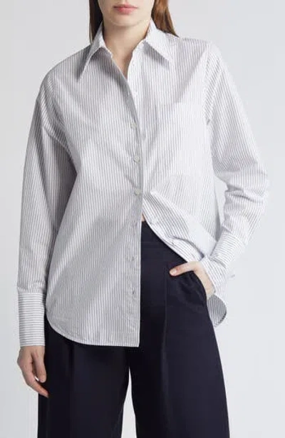 Cos Stripe Oversize Button-up Shirt In White