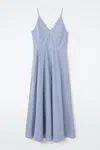 Cos Striped A-line Midi Dress In Turquoise