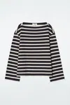 Cos Striped Boat-neck Top In Blue