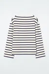 Cos Striped Boat-neck Top In Blue