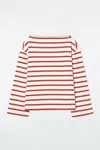 Cos Striped Boat-neck Top In Red