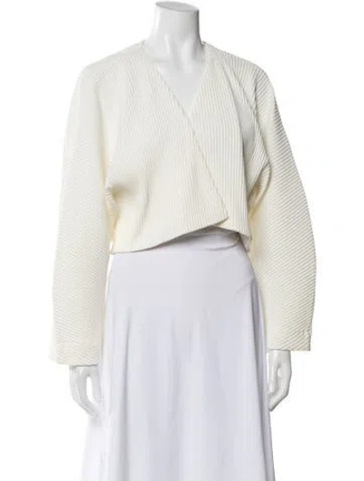 Pre-owned Cos Striped Bolero In White