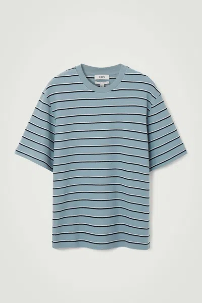Cos Striped Bouclé T-shirt In Blue