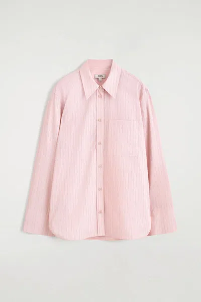 Cos Striped Cotton Shirt In Pink