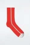 Cos Striped Cotton Socks In Red