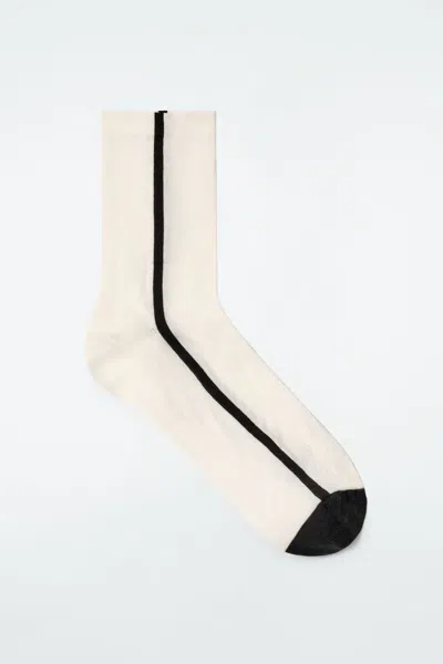 Cos Striped Cotton Socks In White