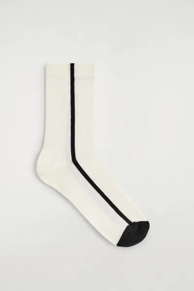 Cos Striped Cotton Socks In White