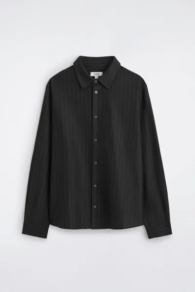 Cos Striped Cotton-jersey Shirt In Gray