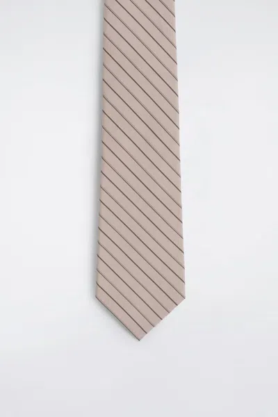 Cos Striped Cotton-silk Tie In Rosa