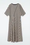 Cos Striped Jersey Midi Dress In Black