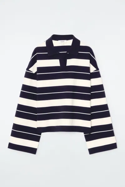 Cos Striped Jersey Rugby Shirt In Blue