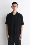Cos Striped Knitted Linen Shirt In Blue