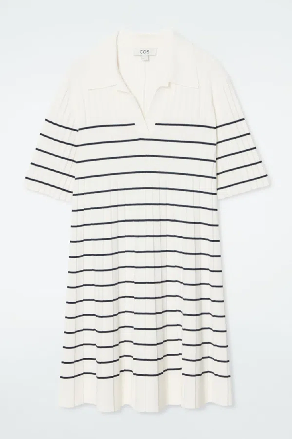 cos knitted mini dress COS Women's Buttoned Milano Knit Mini Dress in White | Cotton