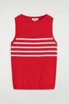 Cos Striped Knitted Tank Top In Red