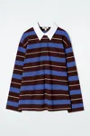 Cos Striped Long-sleeved Polo Shirt In Red