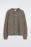 Cos Striped Merino Wool Cardigan In Gray
