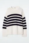 Cos Striped Merino Wool Sweater In White