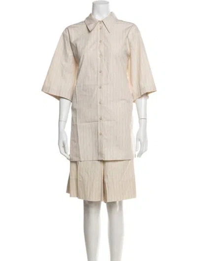 Pre-owned Cos Striped Pleated Accents Skirt Set In Neutrals