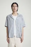 Cos Striped Resort Shirt In Brown