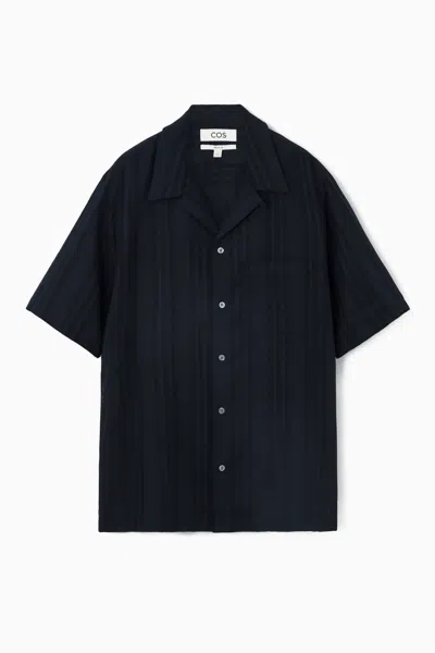 Cos Striped Short-sleeved Shirt In Blue