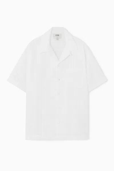 Cos Striped Short-sleeved Shirt In White