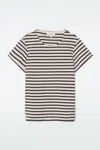 Cos Striped Shrunken Ribbed T-shirt In Beige