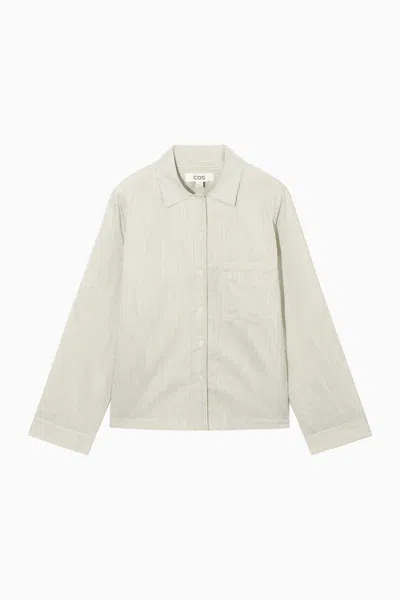 Cos Striped Silk Pyjama Shirt In Grey