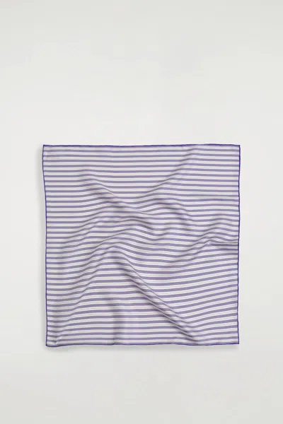 Cos Striped Silk Scarf In Purple