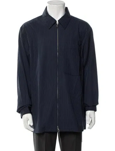 Pre-owned Cos Striped Windbreaker In Blue