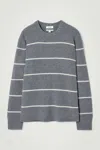 Cos Striped Wool And Yak-blend Sweater In Grey