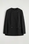Cos Structured Collarless Wool Blazer In Black
