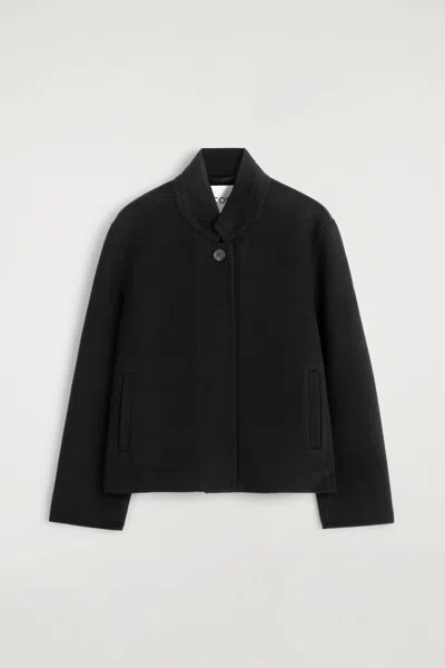 Cos Structured Double-faced Wool Jacket In Black