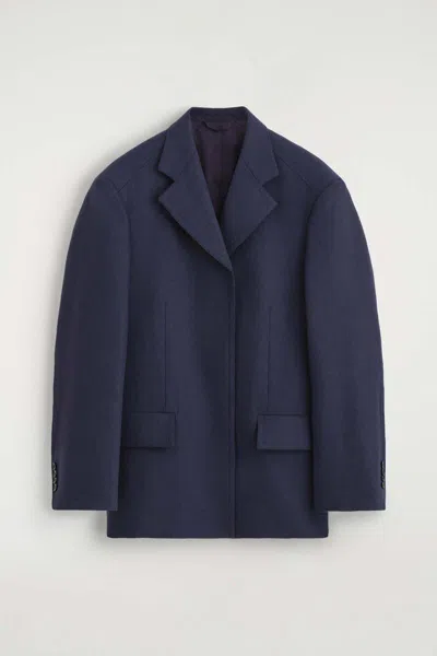 Cos Structured Wool-blend Blazer In Bleu