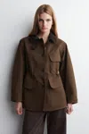 Cos Suede-collar Field Jacket In Brown