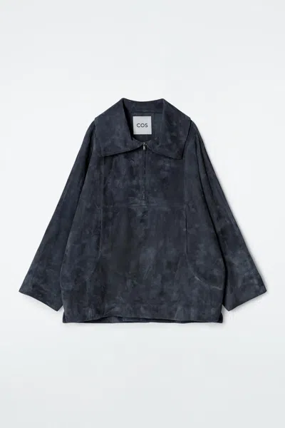 Cos Suede Half-zip Blouson Jacket​ In Grey