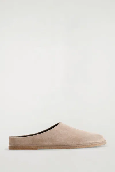 Cos Suede Mules In Sand