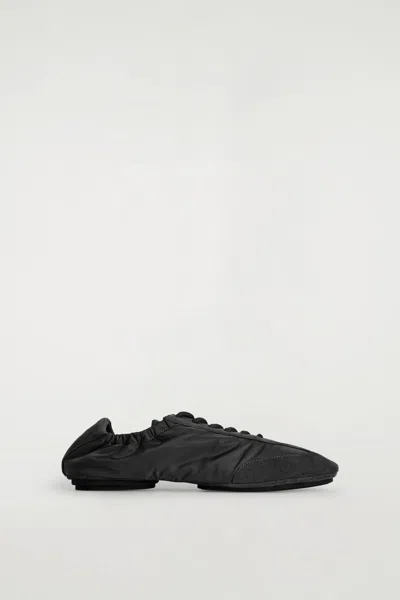 Cos Suede-nylon Ballet Trainers In Black