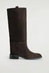 Cos Suede Riding Boots In Brown